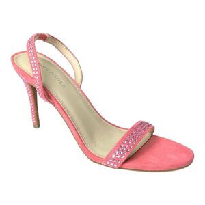 Marc Fisher Women's Pink Open Toe Rhinestone Embellished Heel Sandals Size 9